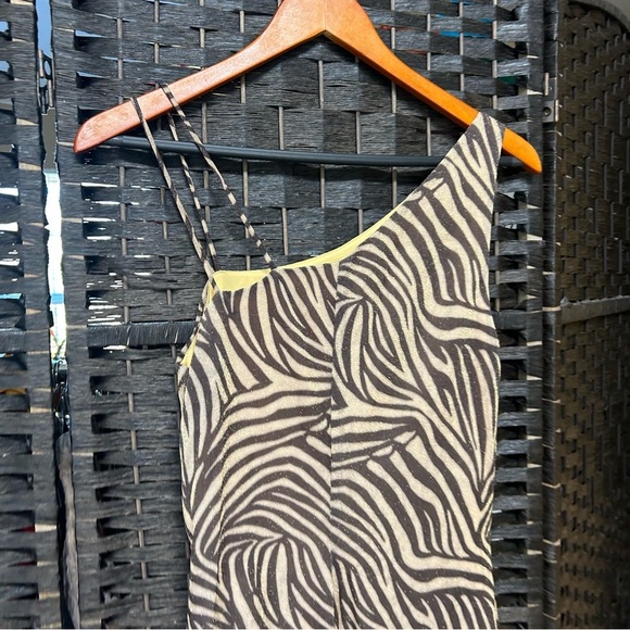 Cache vintage maxi dress khaki metallic size 10 lined deadstock medium - Picture 8 of 11